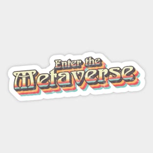 Retro vintage distressed Metaverse design Sticker